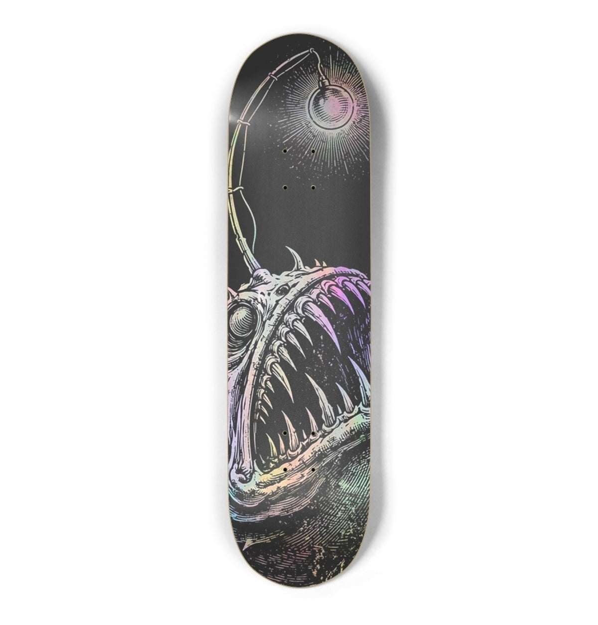 ABYSL TRAP anglerfish skateboard deck, full color finish