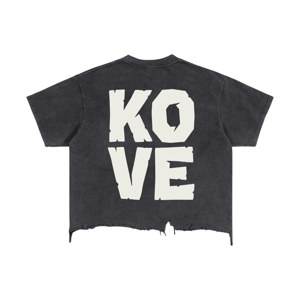 Krakken Vintage Wash Boxy Distressed Hem T-Shirt by Mocha Kove