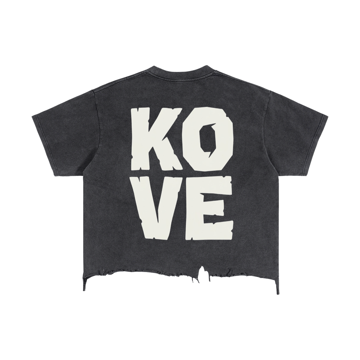 Krakken Vintage Wash Boxy Distressed Hem T-Shirt by Mocha Kove