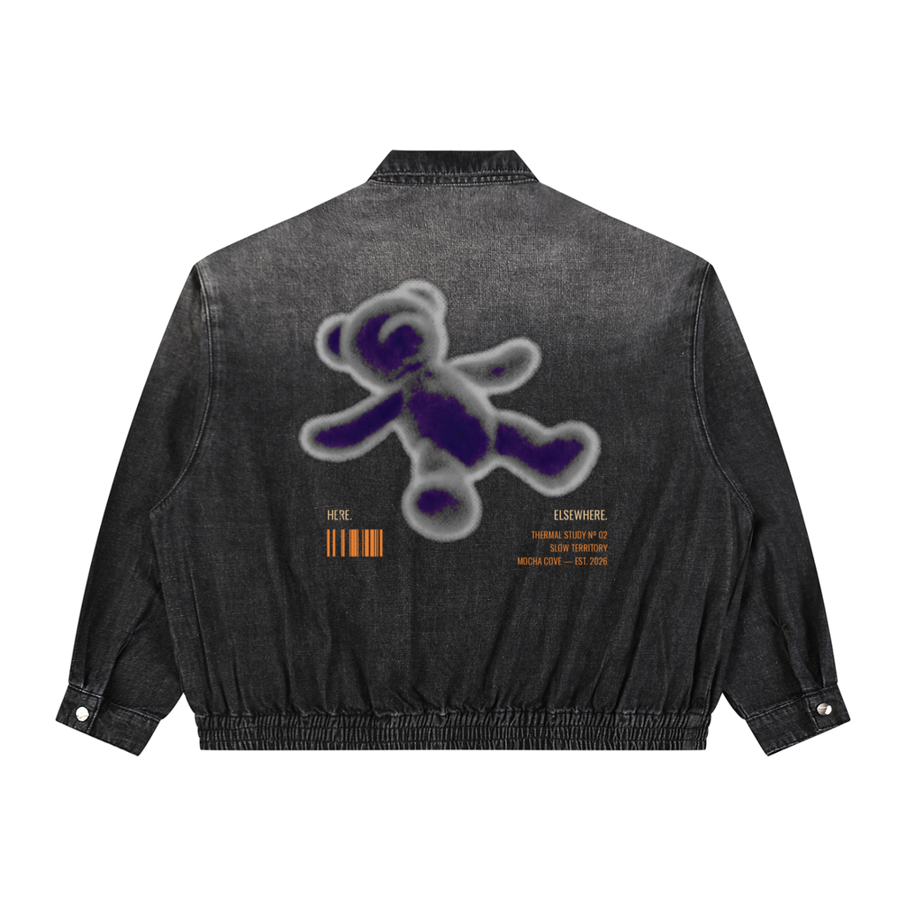 Krakken Unisex Vintage Wash Full-Zip Denim Jacket by Mocha Kove