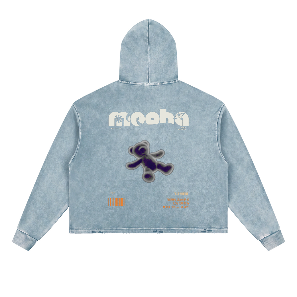 Krakken Vintage Washed Frayed-Hem Hoodie by Mocha Kove