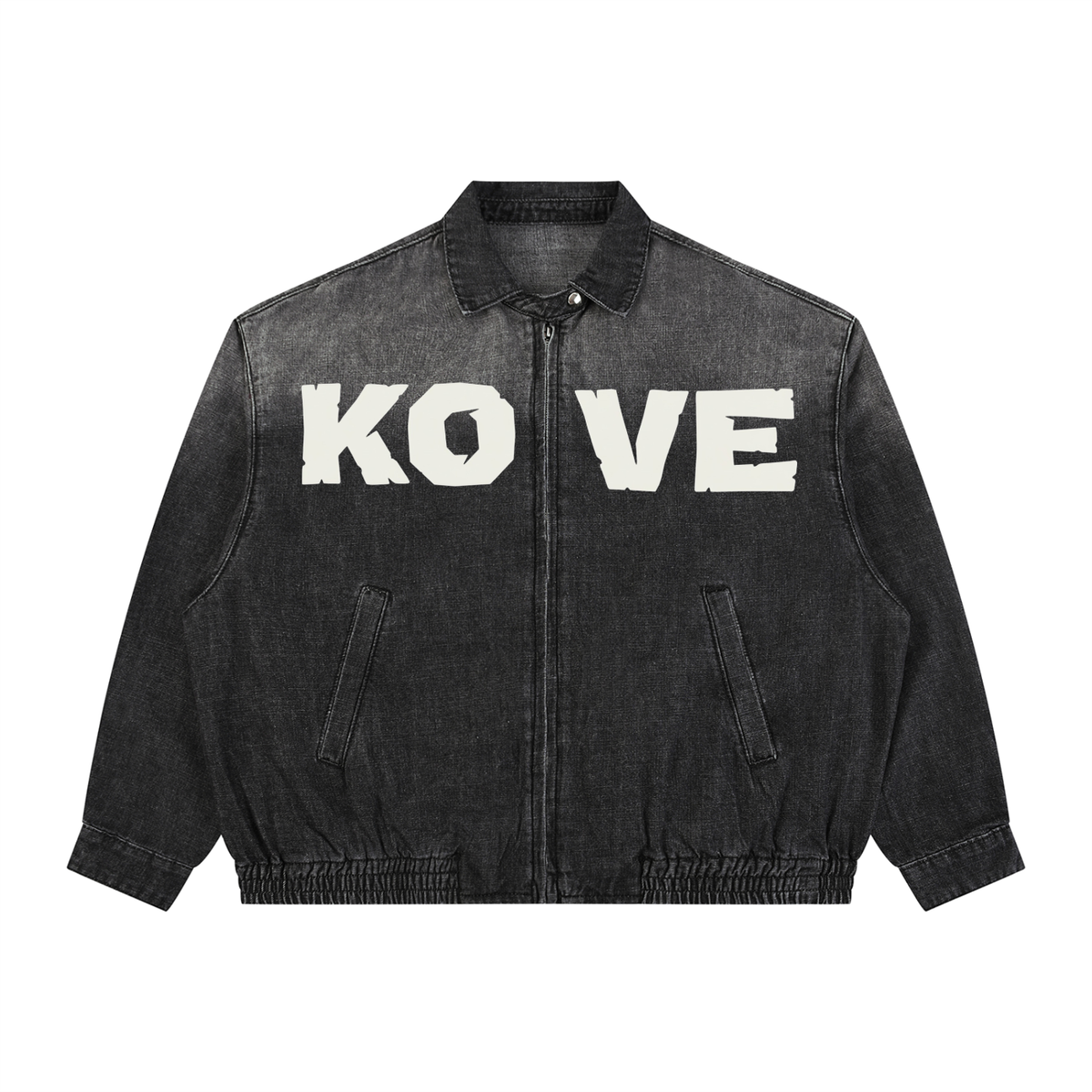 Krakken Unisex Vintage Wash Full-Zip Denim Jacket by Mocha Kove