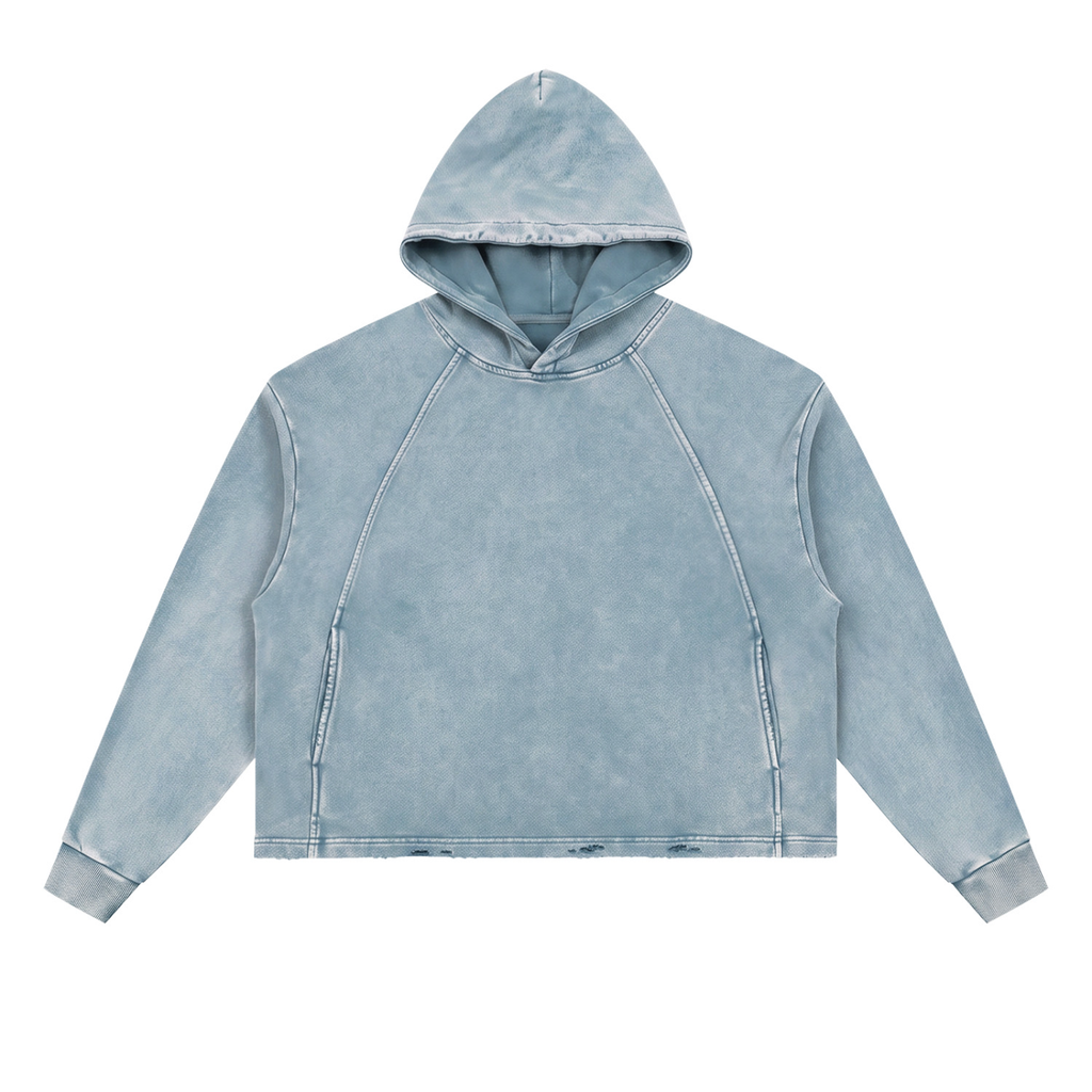 Krakken Vintage Washed Frayed-Hem Hoodie by Mocha Kove