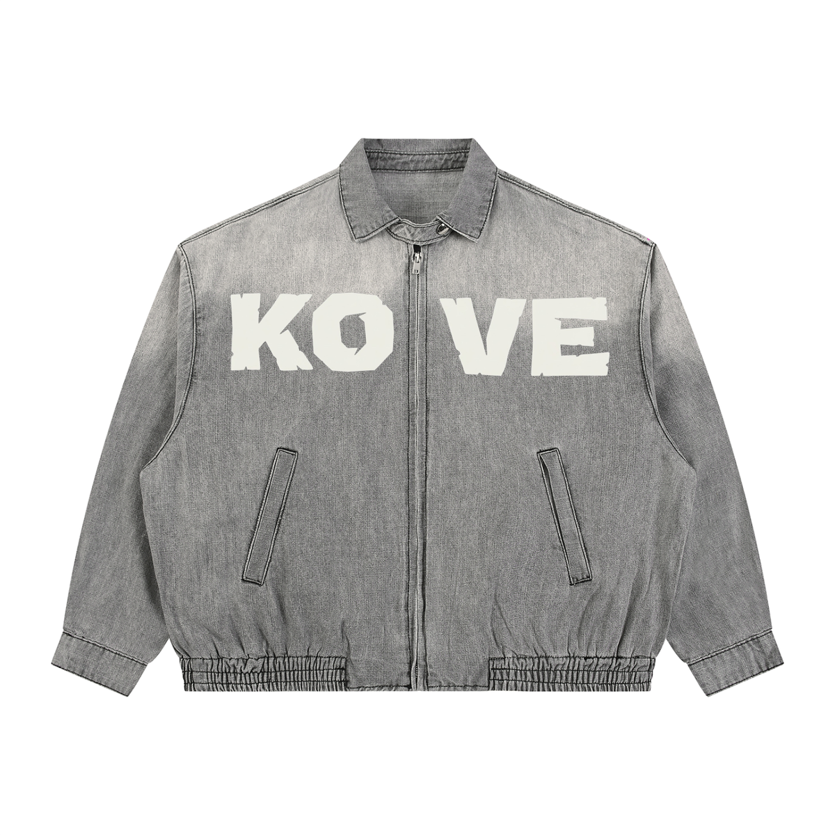 Krakken Unisex Vintage Wash Full-Zip Denim Jacket by Mocha Kove