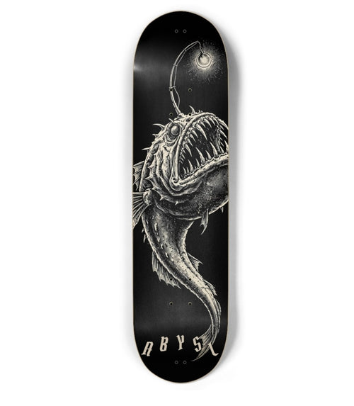 ABYSL ANGLR anglerfish skateboard deck, full color finish