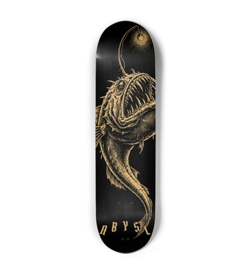 ABYSL ANGLR anglerfish skateboard deck, natural maple finish