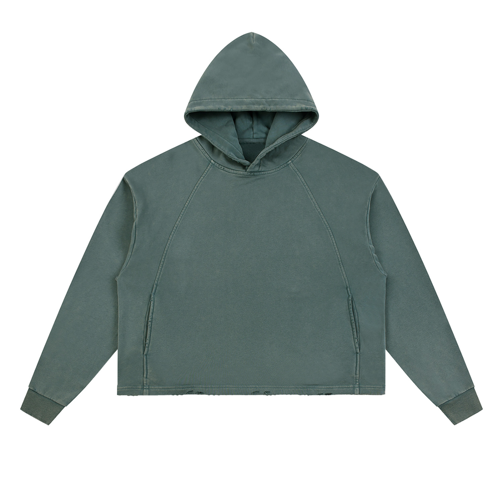 Krakken Vintage Washed Frayed-Hem Hoodie by Mocha Kove