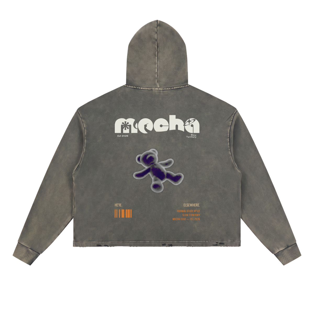 Krakken Vintage Washed Frayed-Hem Hoodie by Mocha Kove