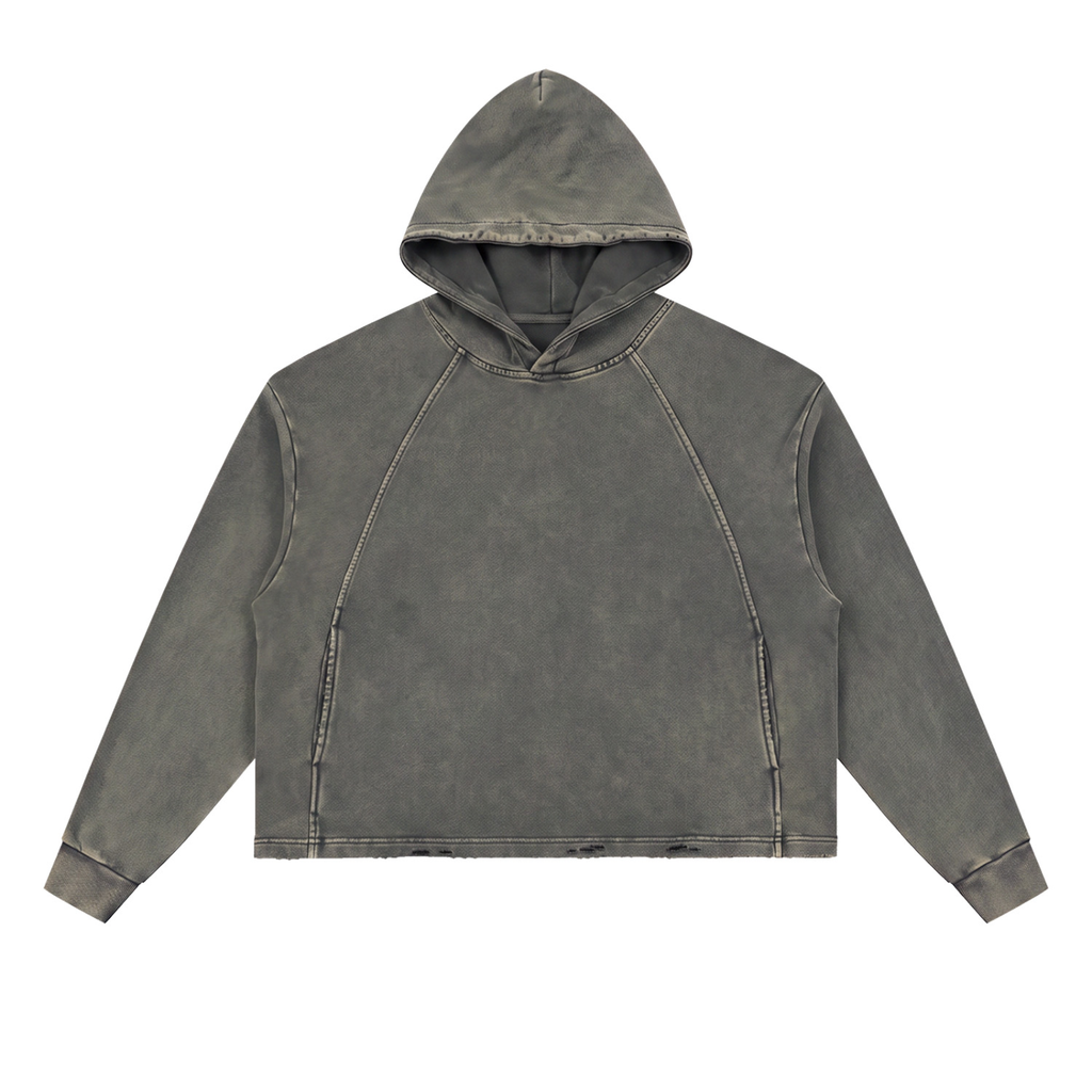 Krakken Vintage Washed Frayed-Hem Hoodie by Mocha Kove