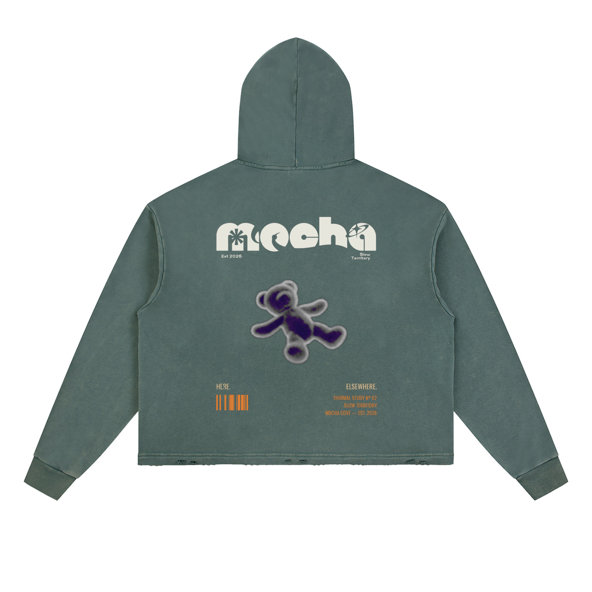 Krakken Vintage Washed Frayed-Hem Hoodie by Mocha Kove