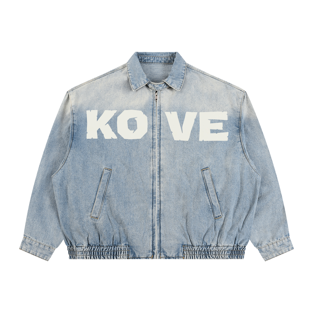 Krakken Unisex Vintage Wash Full-Zip Denim Jacket by Mocha Kove