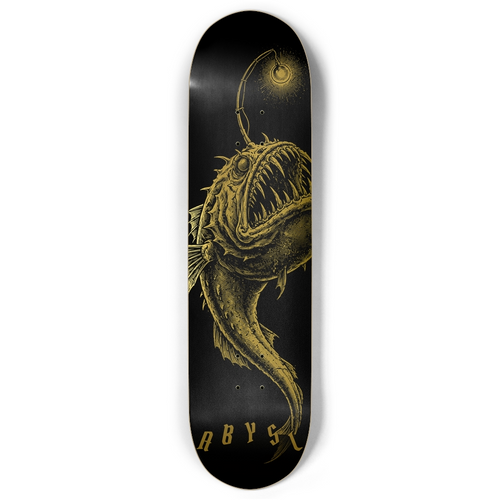 ABYSL ANGLR anglerfish skateboard deck, gold foil finish