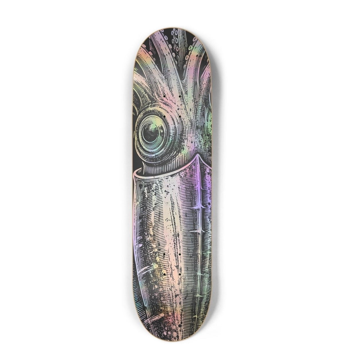 ABYSL BIG SQUID giant squid skateboard deck, holographic finish