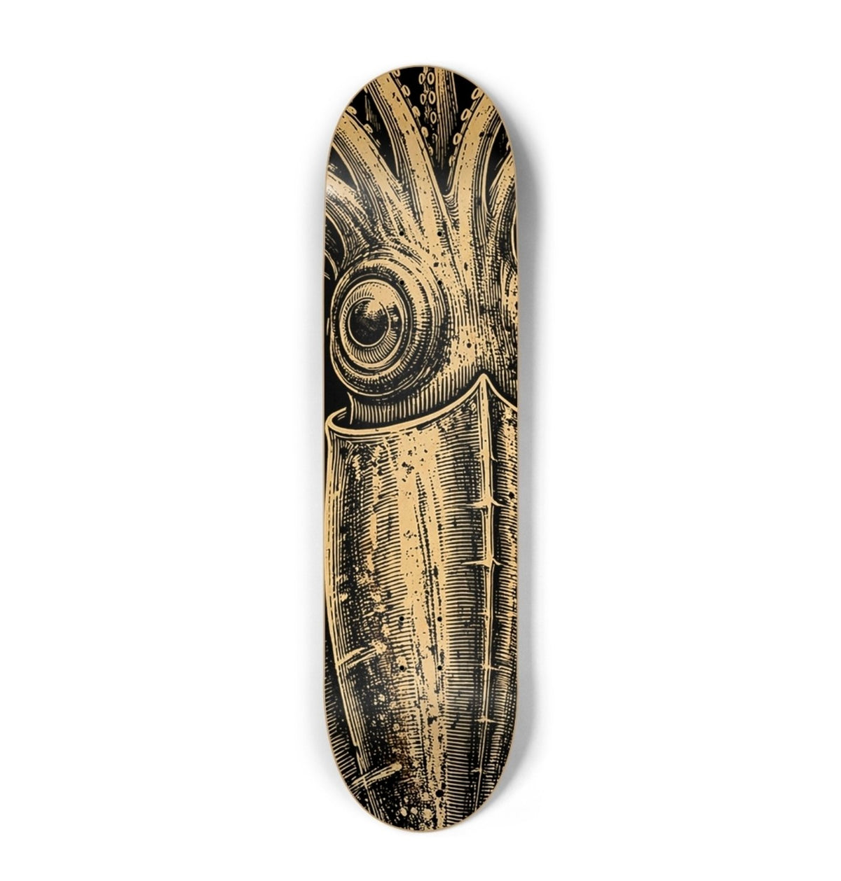ABYSL BIG SQUID giant squid skateboard deck, natural maple finish